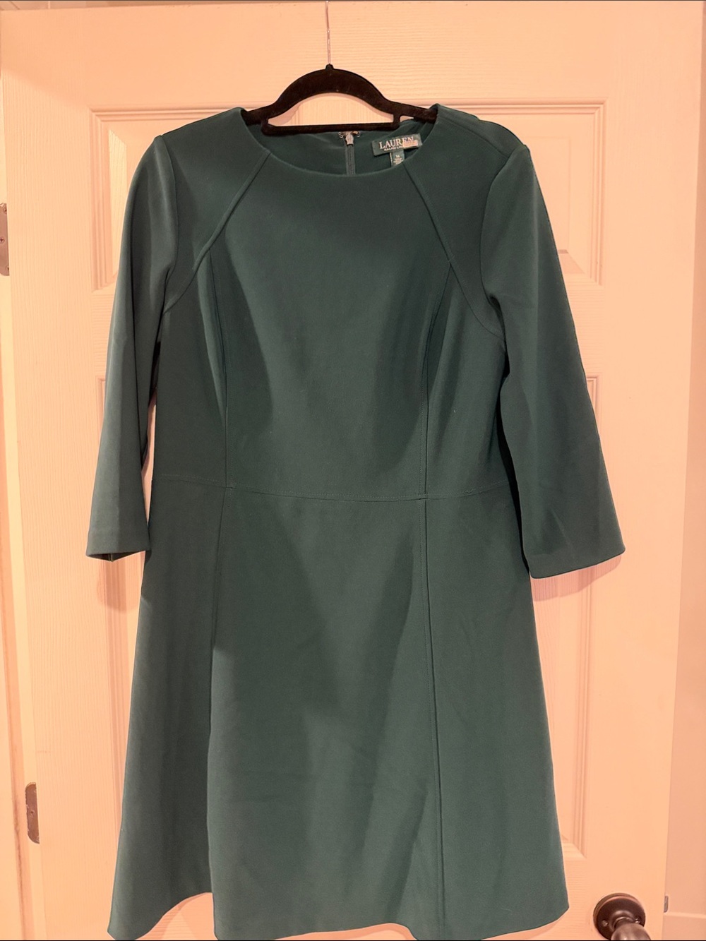 Ralph Lauren Dark Green Three-Quarter Sleeve Midi Dress